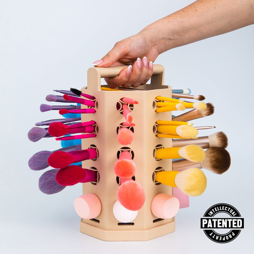 ARIA PORTABLE MAKEUP BRUSHES & SPONGES DRYING RACK (PATENTED)
