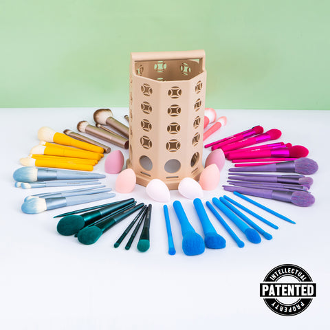 ARIA PORTABLE MAKEUP BRUSHES & SPONGES DRYING RACK (PATENTED)